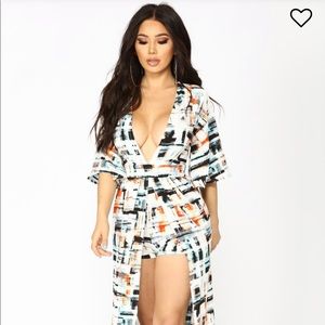 Fashion Nova romper with train